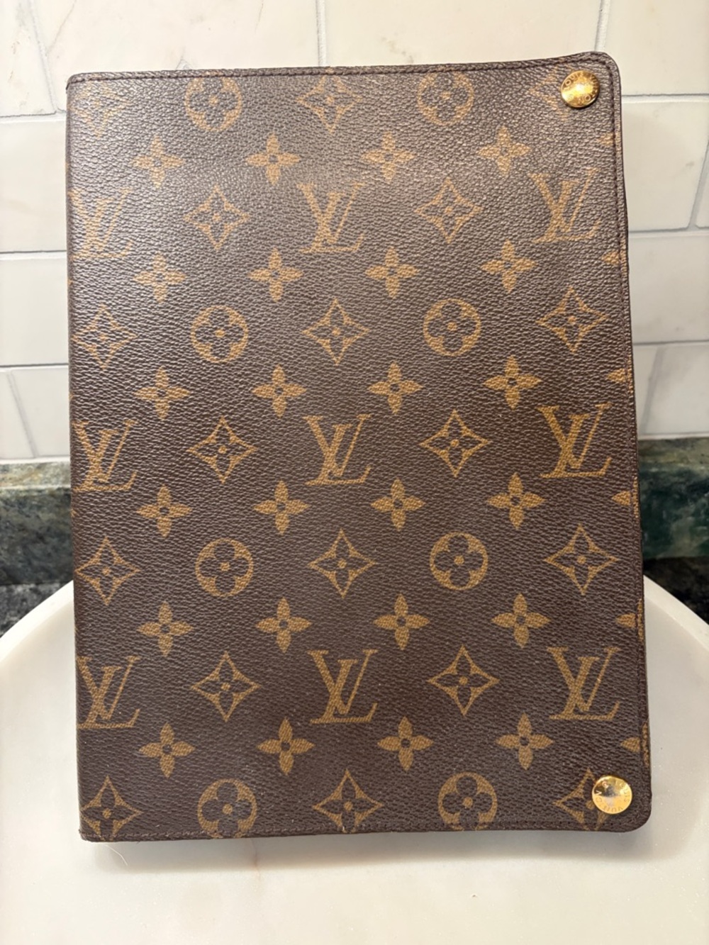 Louis Vuitton Brown Monogram Canvas Document Sleeve with Tan Print